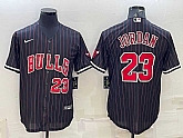 Men's Chicago Bulls #23 Michael Jordan Black Cool Base Stitched Baseball Jersey,baseball caps,new era cap wholesale,wholesale hats